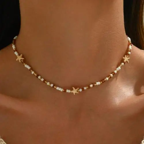 Beaded Seashell Starfish Choker Necklace