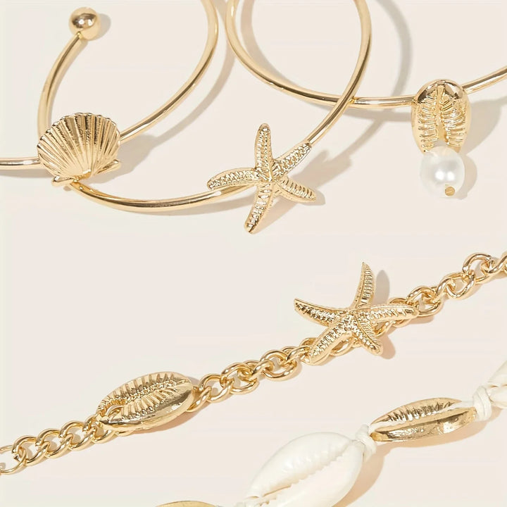 Starfish & Shell Charm Bracelet Set