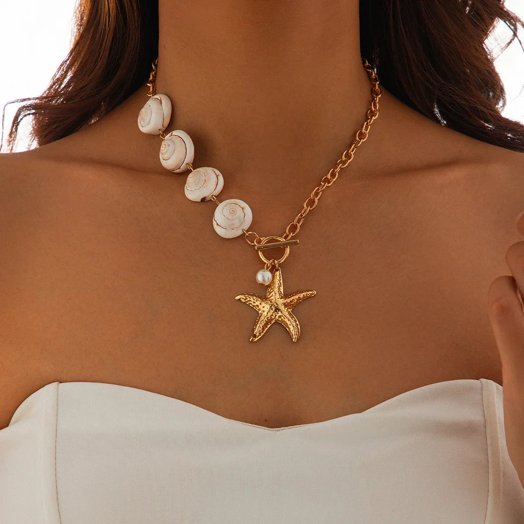 Woven Starfish Shell Necklace