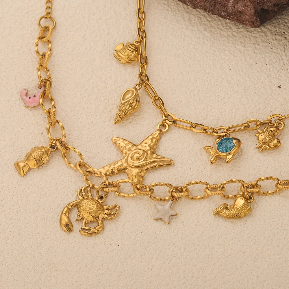 Gold-Plated Starfish Shell Bracelet