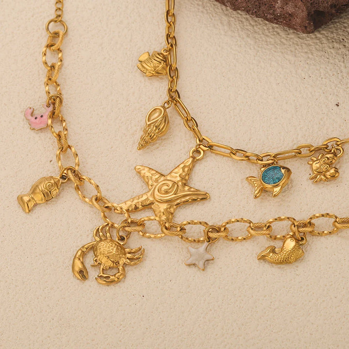 Gold-Plated Starfish Shell Bracelet