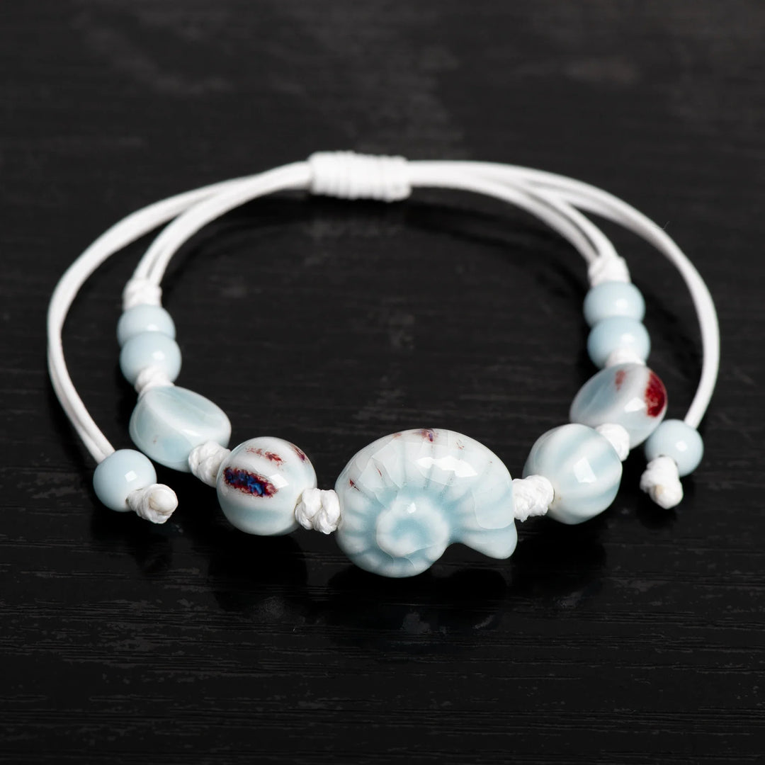 Vintage Ceramic Seashell Bracelet