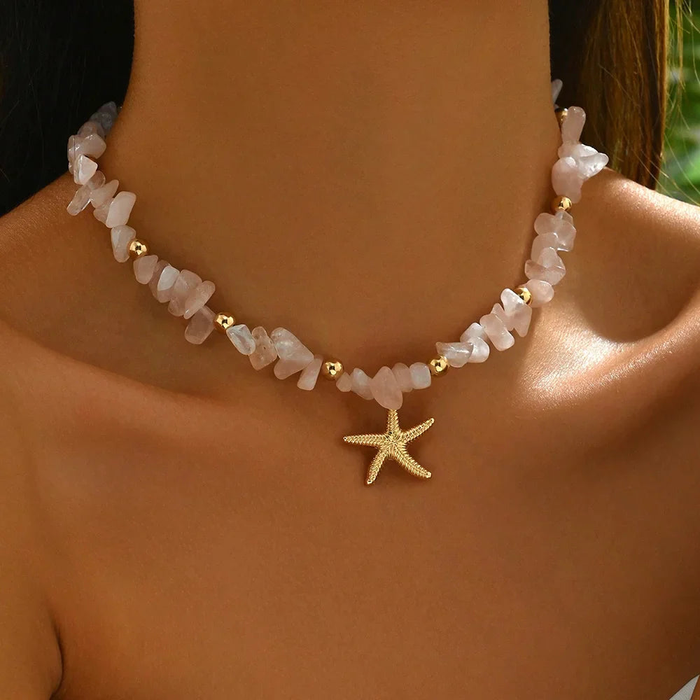Natural Seashell Bead & Pendant Necklace
