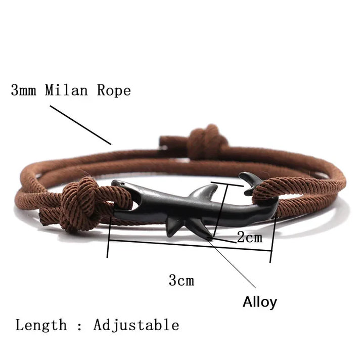 Men's Black Shark Cord Bracelet