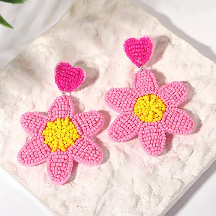 Starfish Conch Seed Bead Drop Earrings