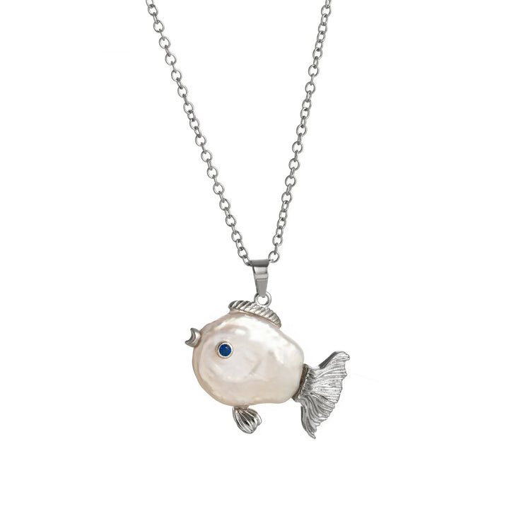 Golden Kissing Clownfish Pearl Necklace