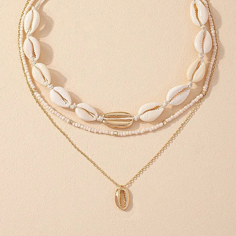 Beaded Seashell Starfish Choker Necklace