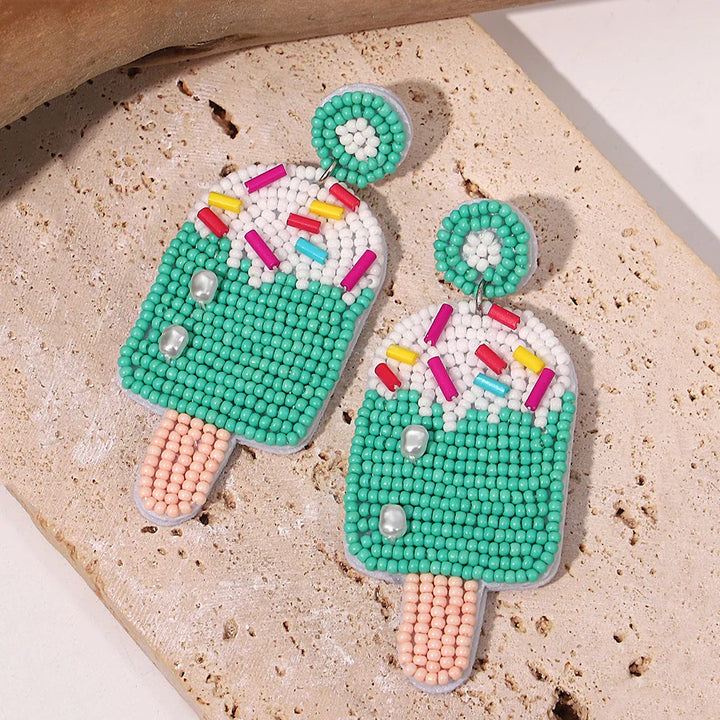 Starfish Conch Seed Bead Drop Earrings