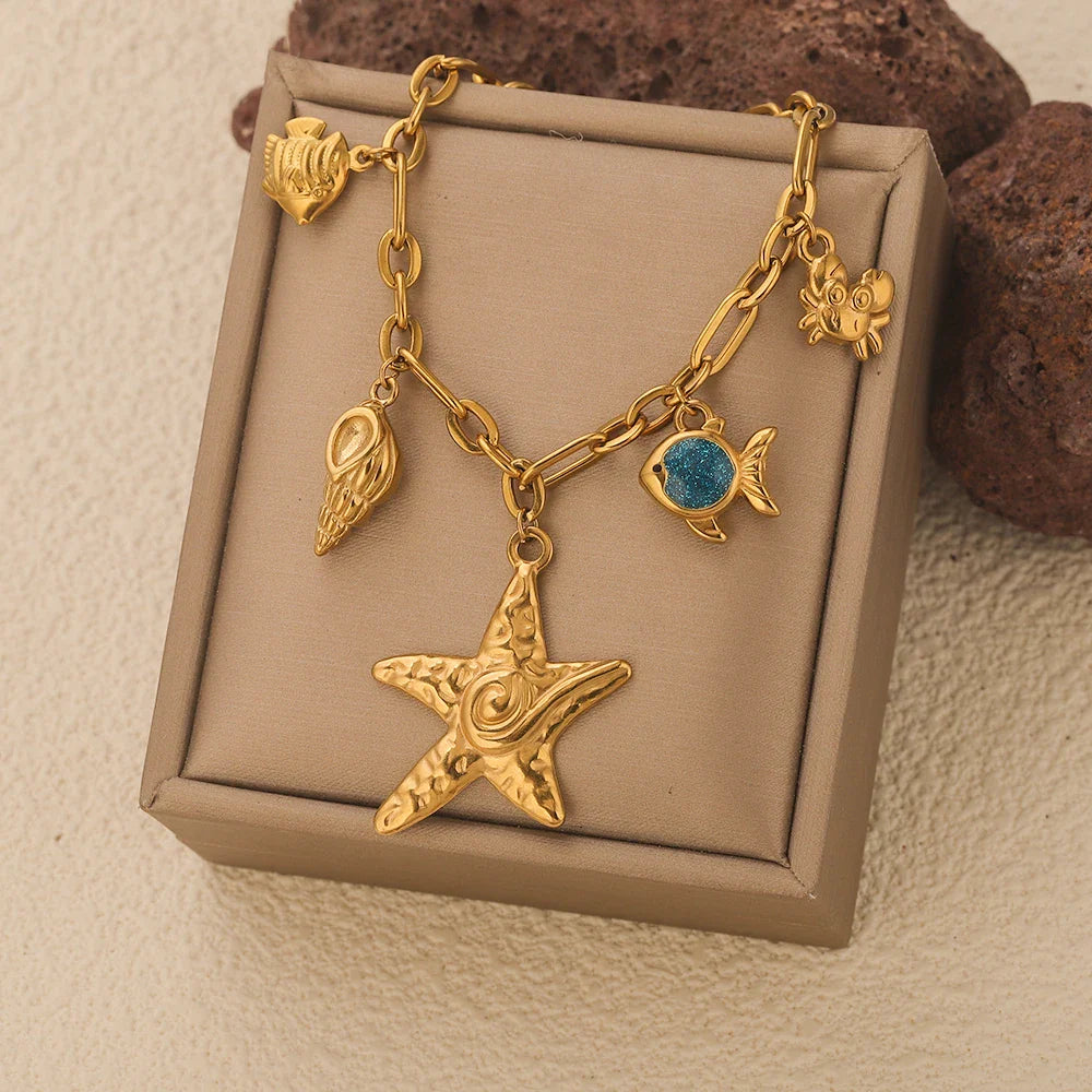 Gold-Plated Starfish Shell Bracelet