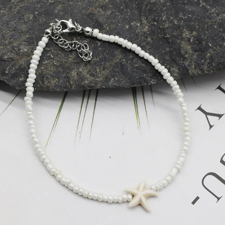 Beaded Seashell Starfish Choker Necklace