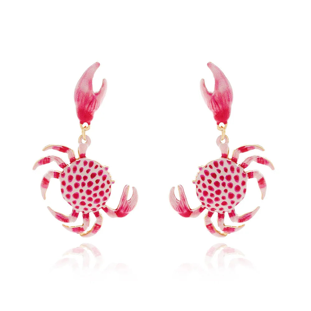 Textured Enamel Crab Earrings