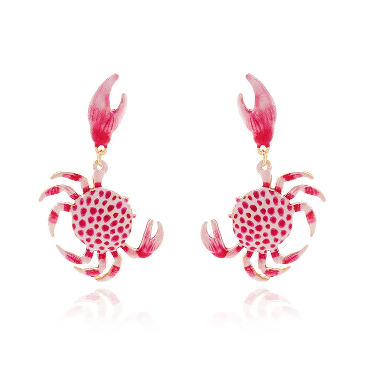 Textured Enamel Crab Earrings