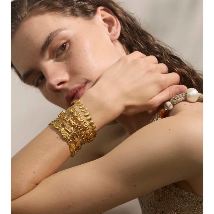 Gold Ocean Treasures Cuff Bangle
