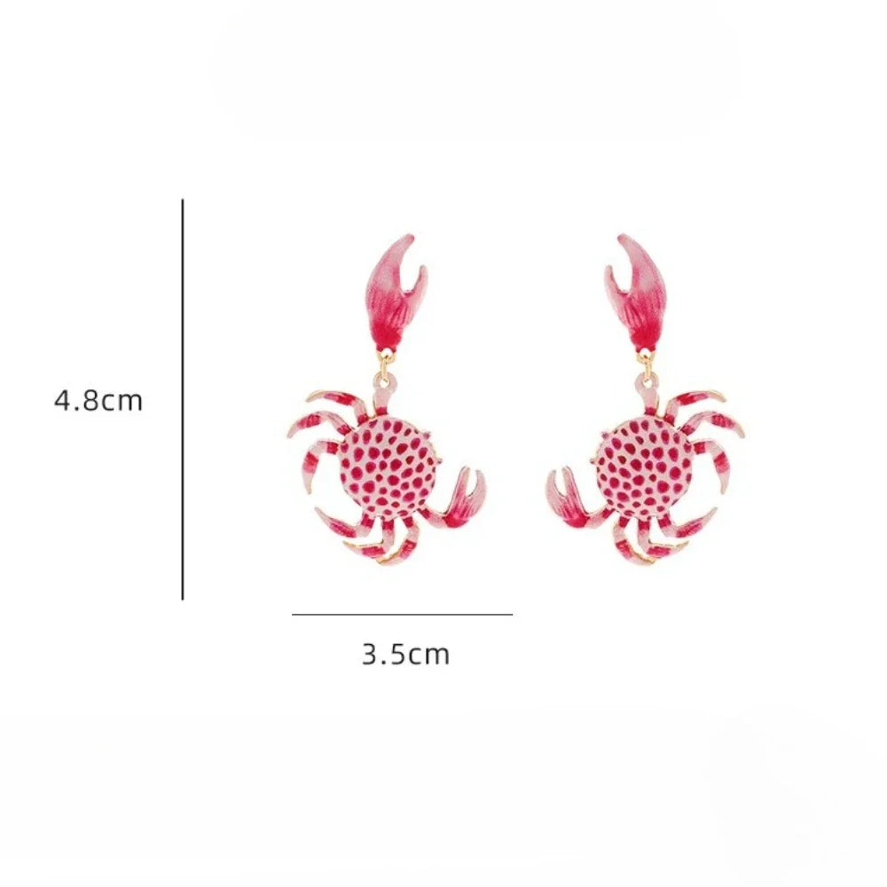 Textured Enamel Crab Earrings
