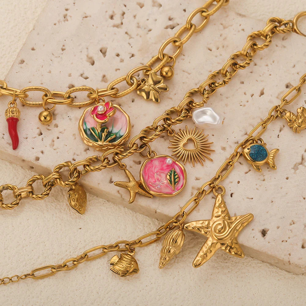 Gold-Plated Starfish Shell Bracelet