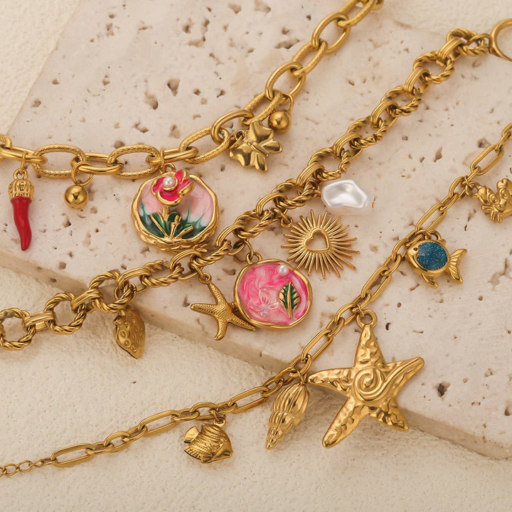 Gold-Plated Starfish Shell Bracelet