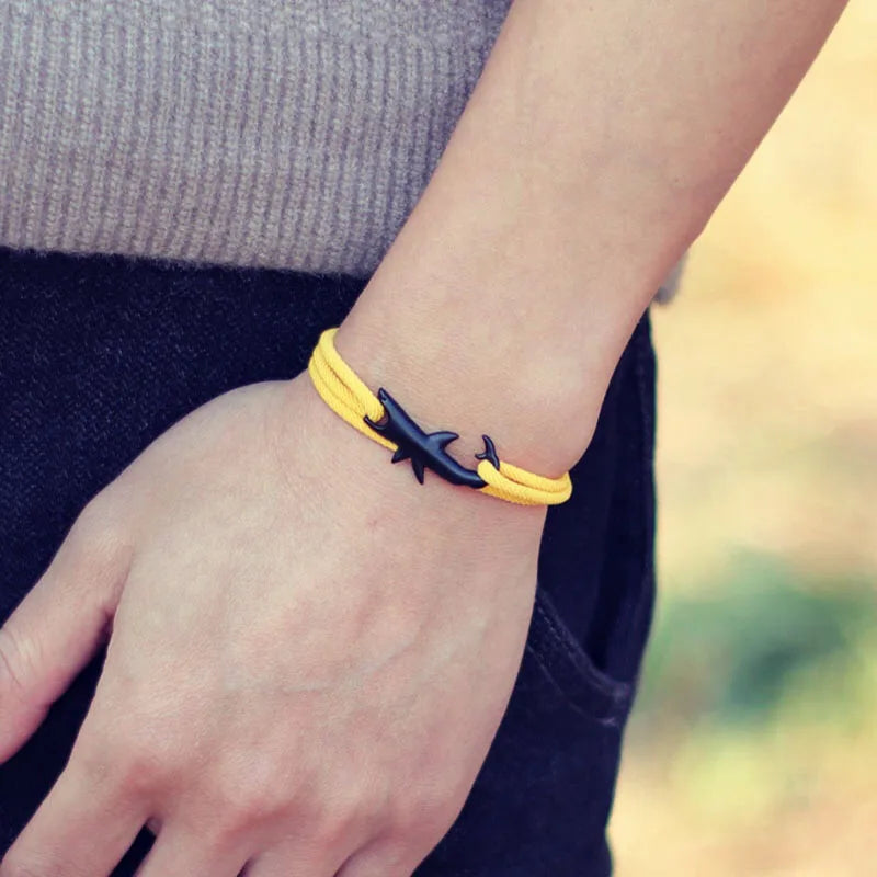 Men's Black Shark Cord Bracelet