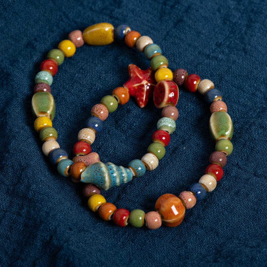 Vibrant Ceramic Starfish Seashell Bracelet