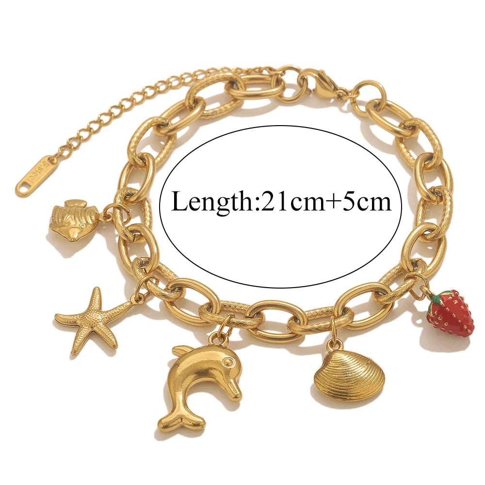 Gold-Plated Starfish Shell Bracelet
