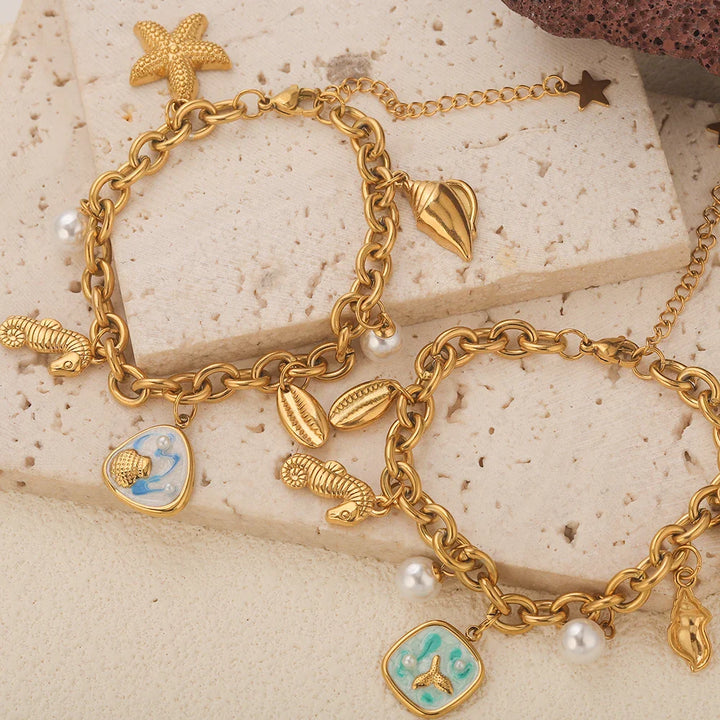 Gold-Plated Starfish Shell Bracelet