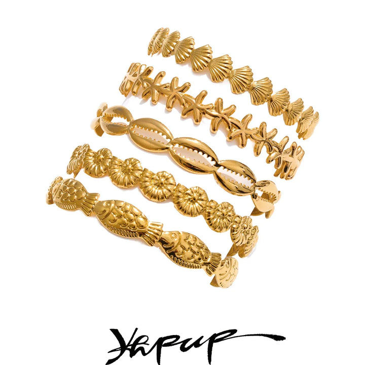 Gold Ocean Treasures Cuff Bangle