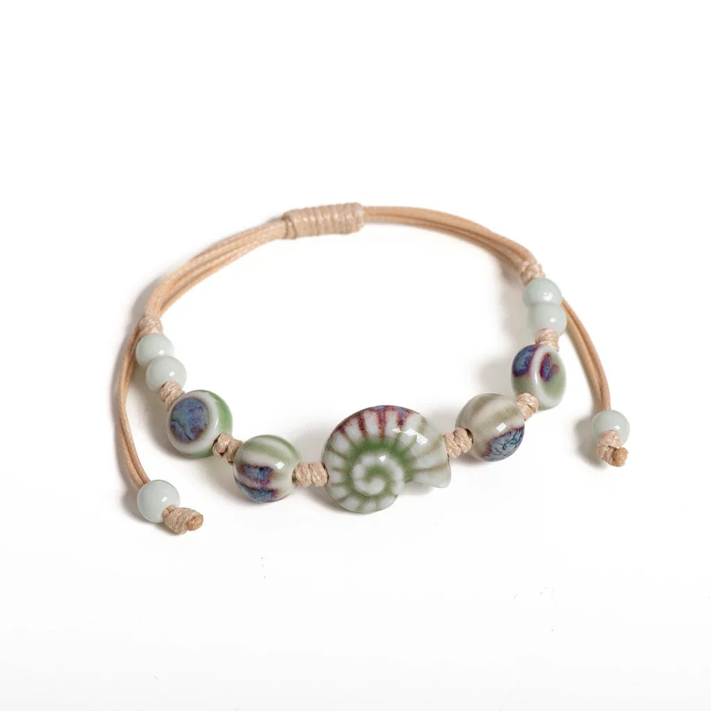 Vintage Ceramic Seashell Bracelet
