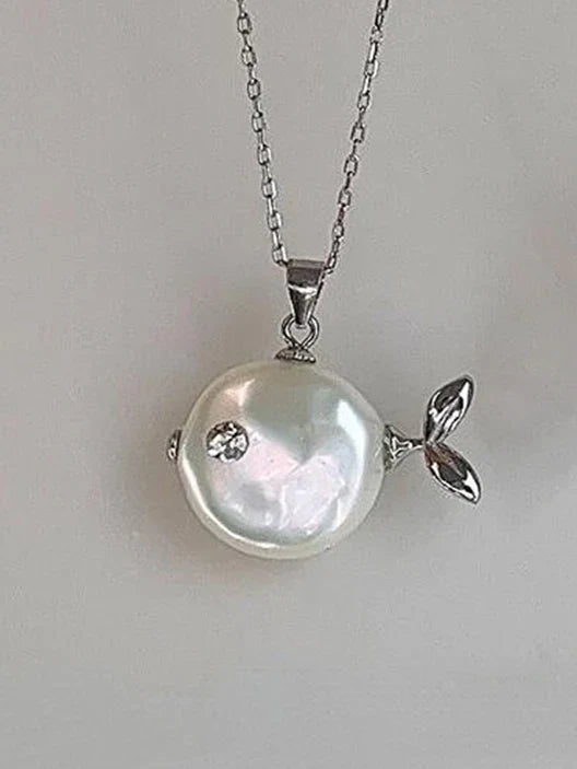 Golden Kissing Clownfish Pearl Necklace