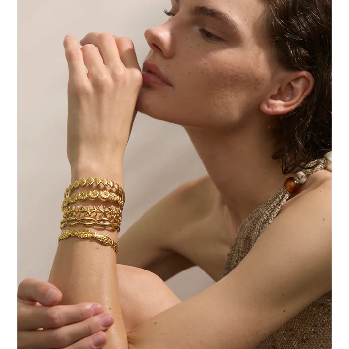 Gold Ocean Treasures Cuff Bangle