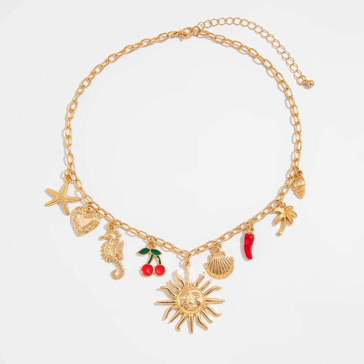 Golden Starfish Scallop Necklace