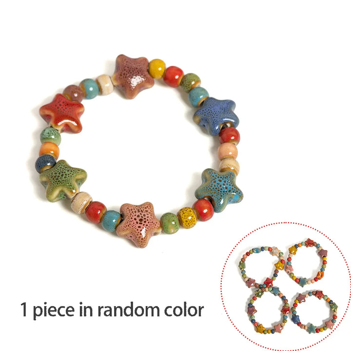 Vibrant Ceramic Starfish Seashell Bracelet