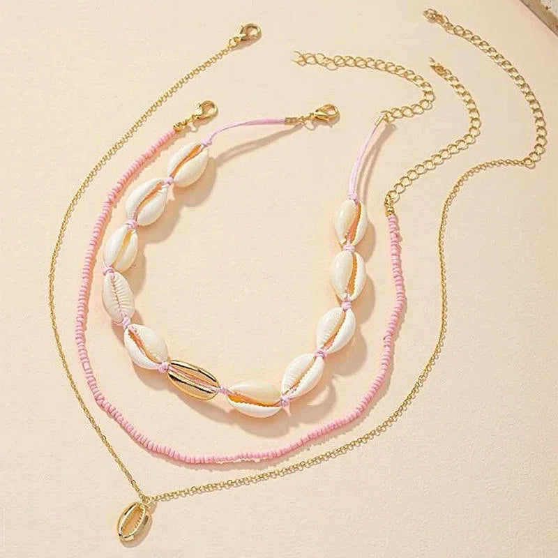 Beaded Seashell Starfish Choker Necklace