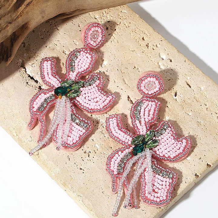 Starfish Conch Seed Bead Drop Earrings