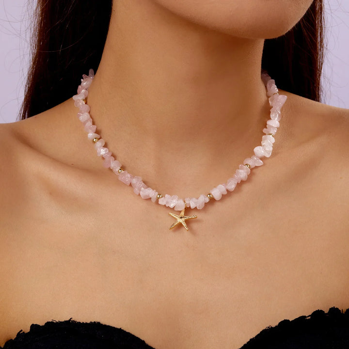 Beaded Seashell Starfish Choker Necklace