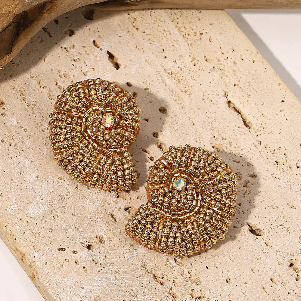 Starfish Conch Seed Bead Drop Earrings