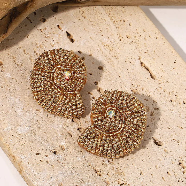 Starfish Conch Seed Bead Drop Earrings