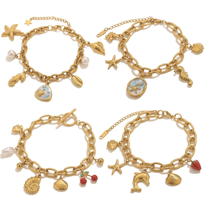 Gold-Plated Starfish Shell Bracelet