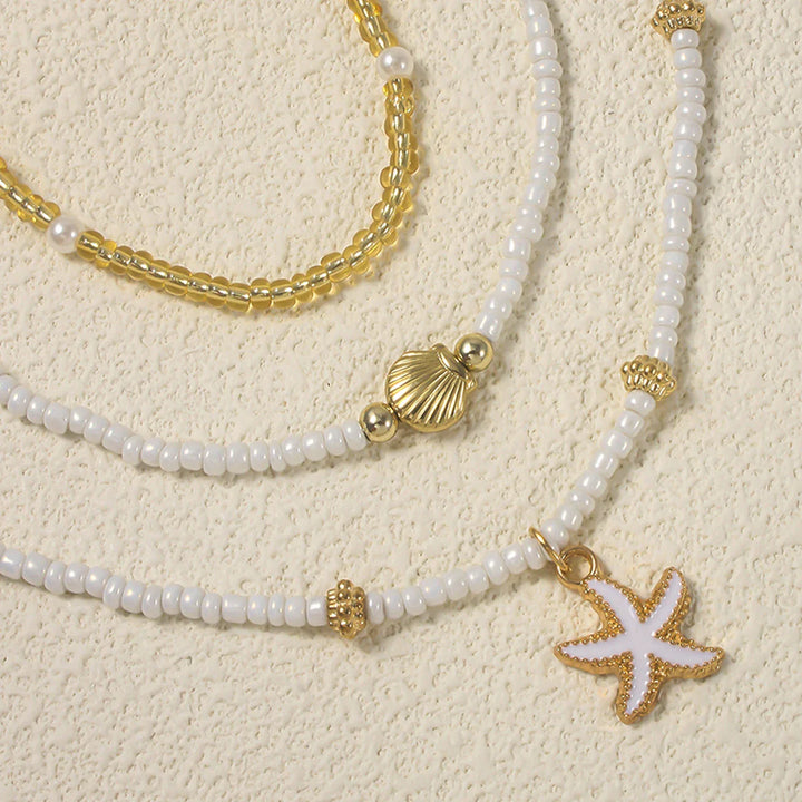 Stacked Bead Starfish Shell Necklace