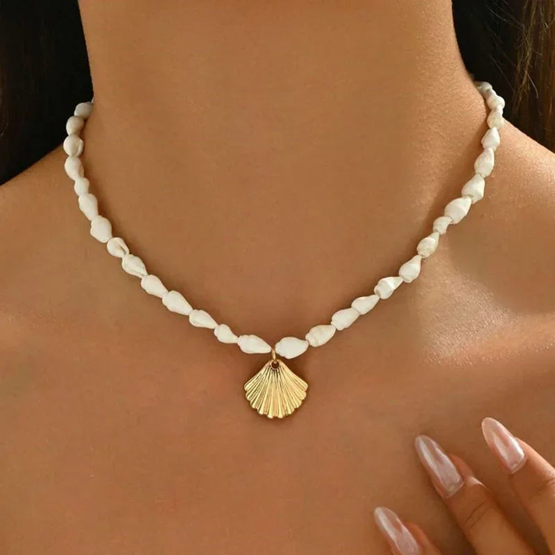 Beaded Seashell Starfish Choker Necklace