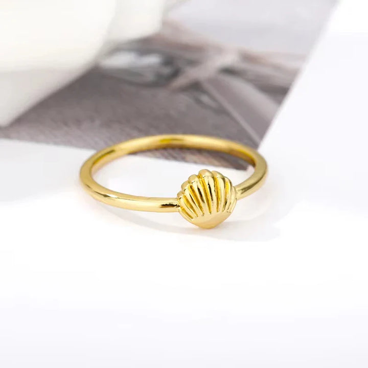 Gold Starfish & Shell Open Ring