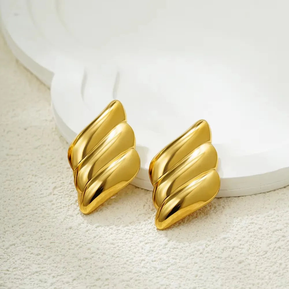 Gold Plated Textured Shell Starfish Earrings