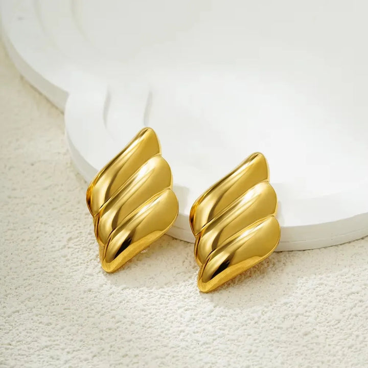 Gold Plated Textured Shell Starfish Earrings