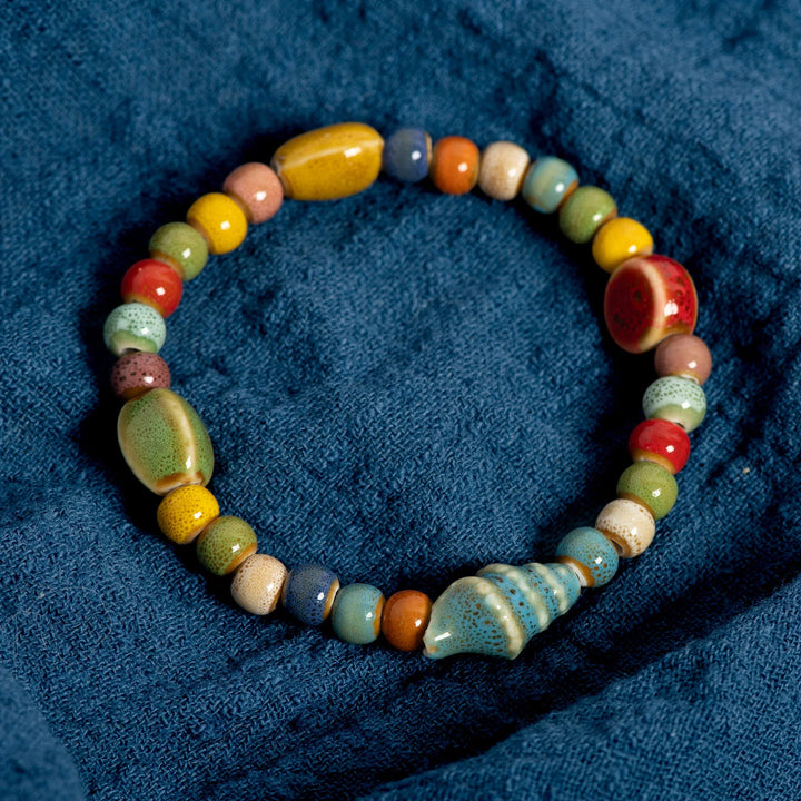 Vibrant Ceramic Starfish Seashell Bracelet