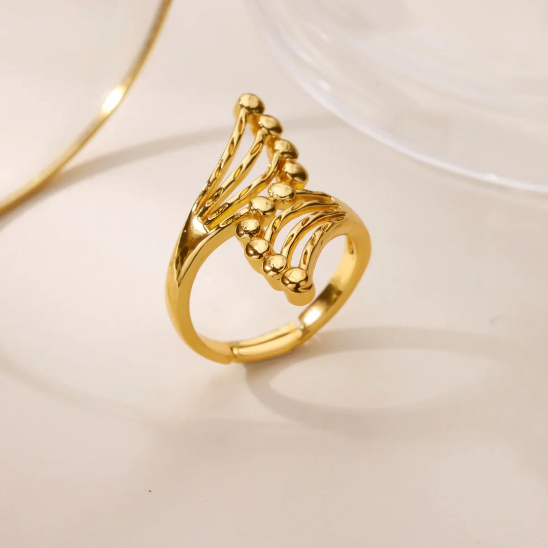 Gold Starfish & Shell Open Ring