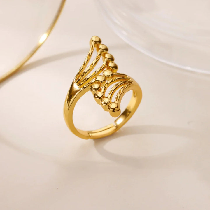 Gold Starfish & Shell Open Ring