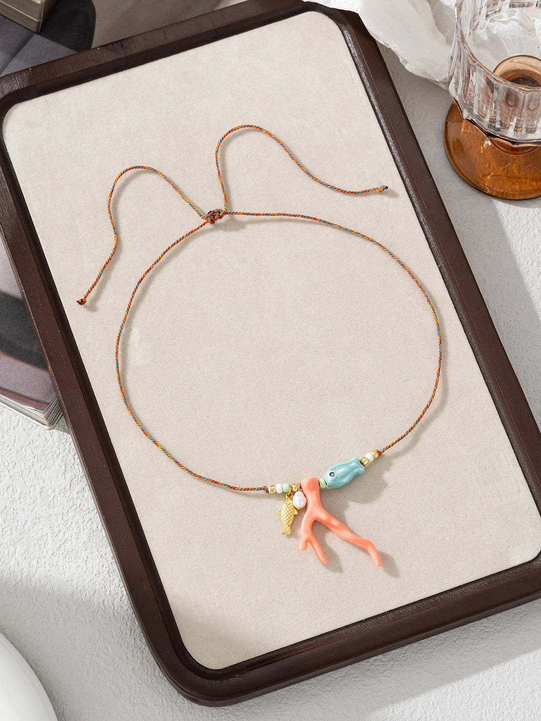 Ocean Coral Glass Fish Necklace