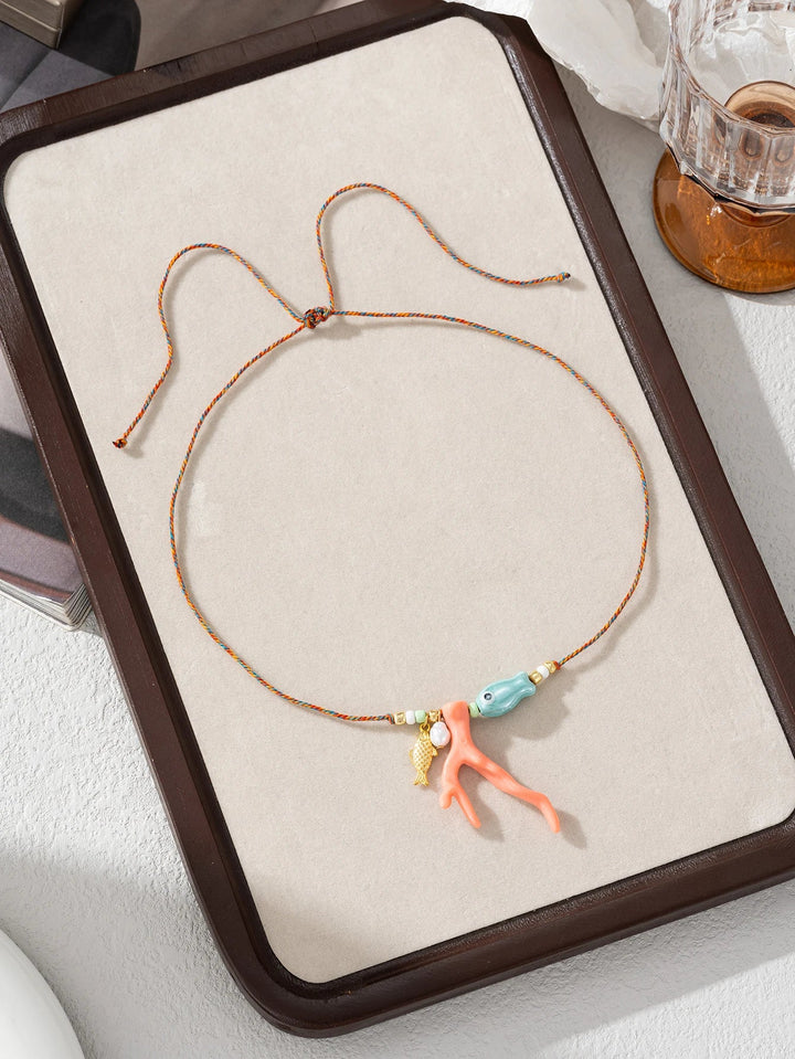 Ocean Coral Glass Fish Necklace