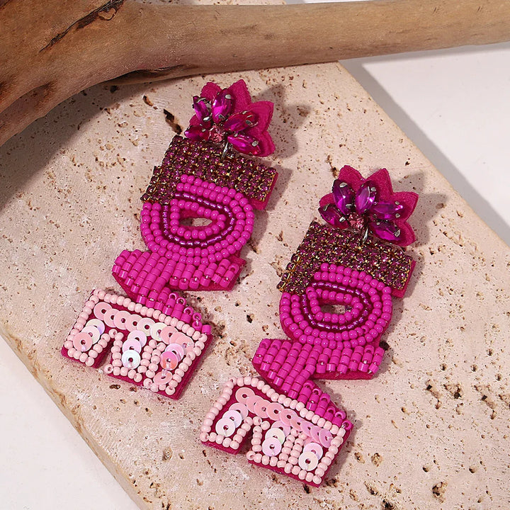 Starfish Conch Seed Bead Drop Earrings