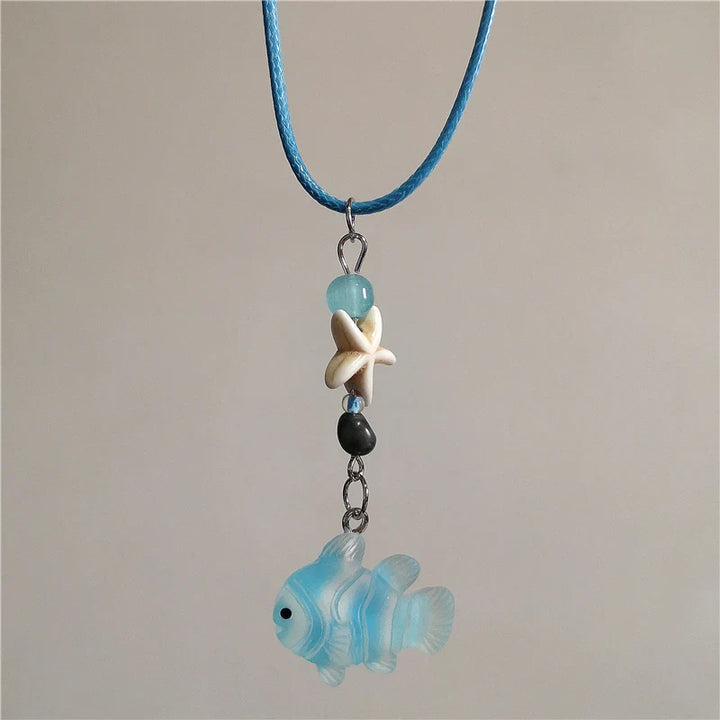 Orange Ceramic Fish Starfish Choker