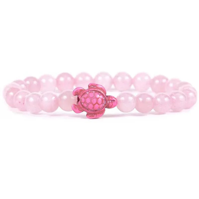 Turquoise Sea Turtle & Rose Quartz Bracelet