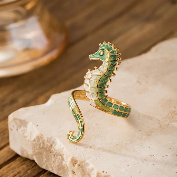Stainless Steel Starfish Seahorse Ring